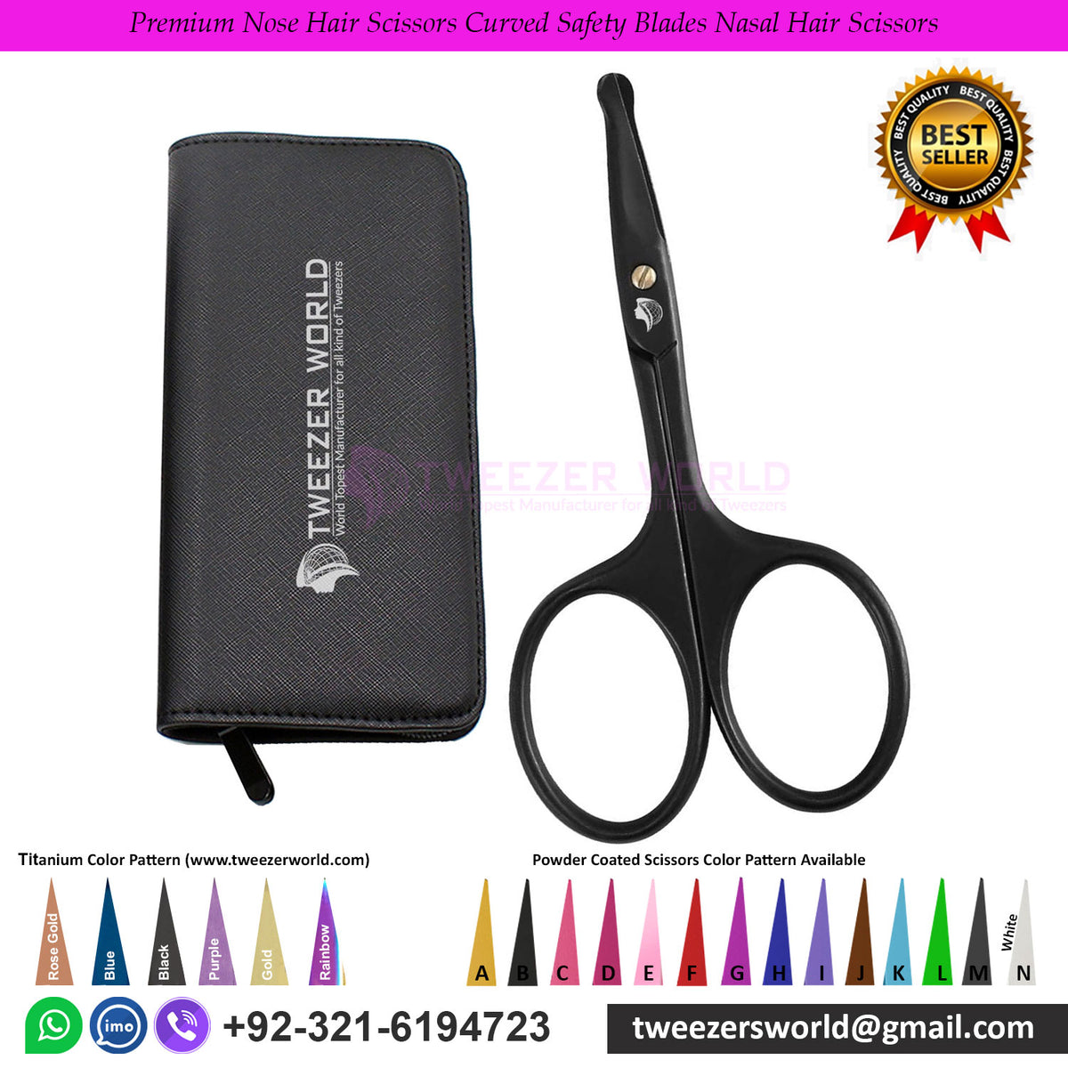 Premium Nose Hair Scissors Curved Safety Blades Nasal Hair Scissors