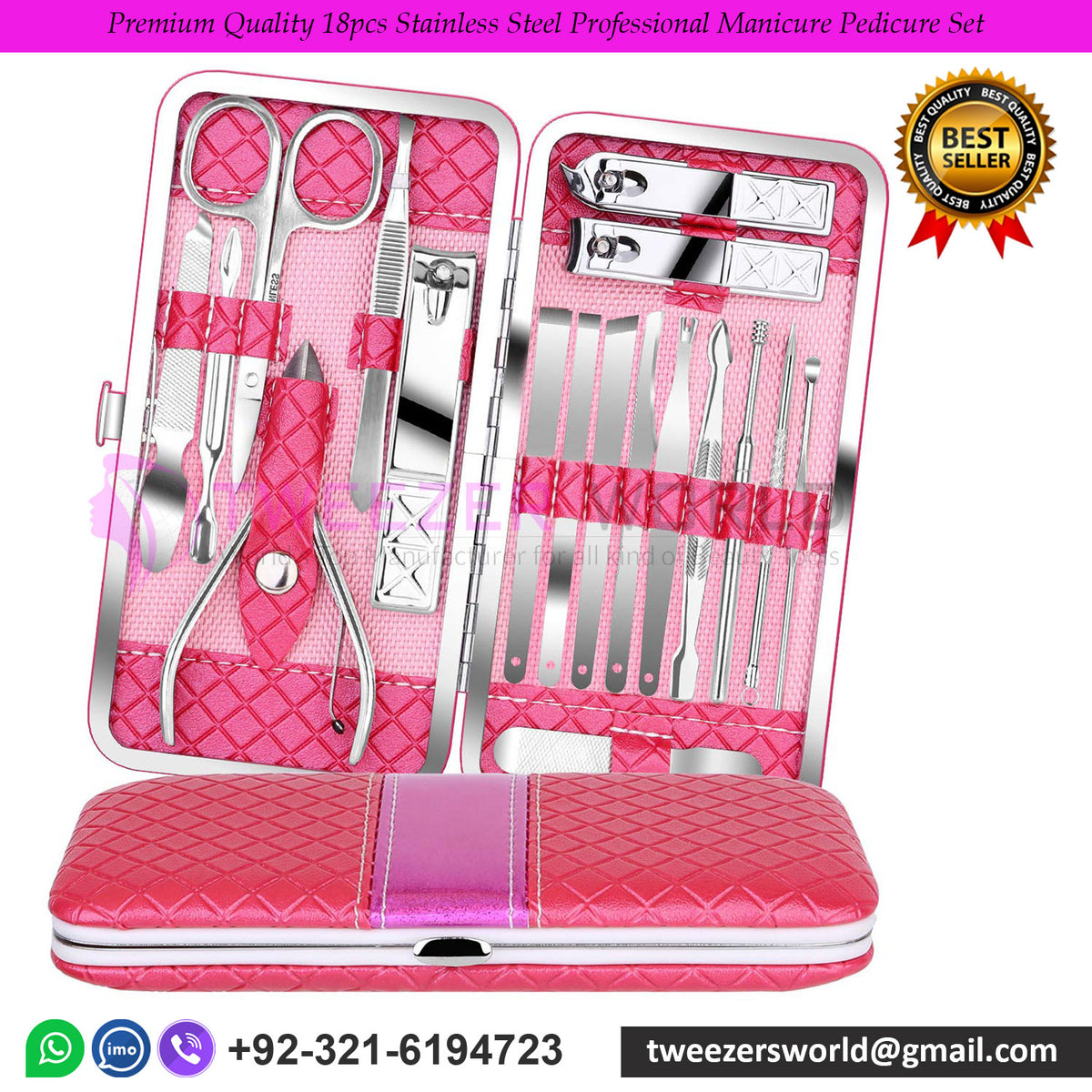 Premium Quality 18pcs Stainless Steel Professional Manicure Pedicure Set