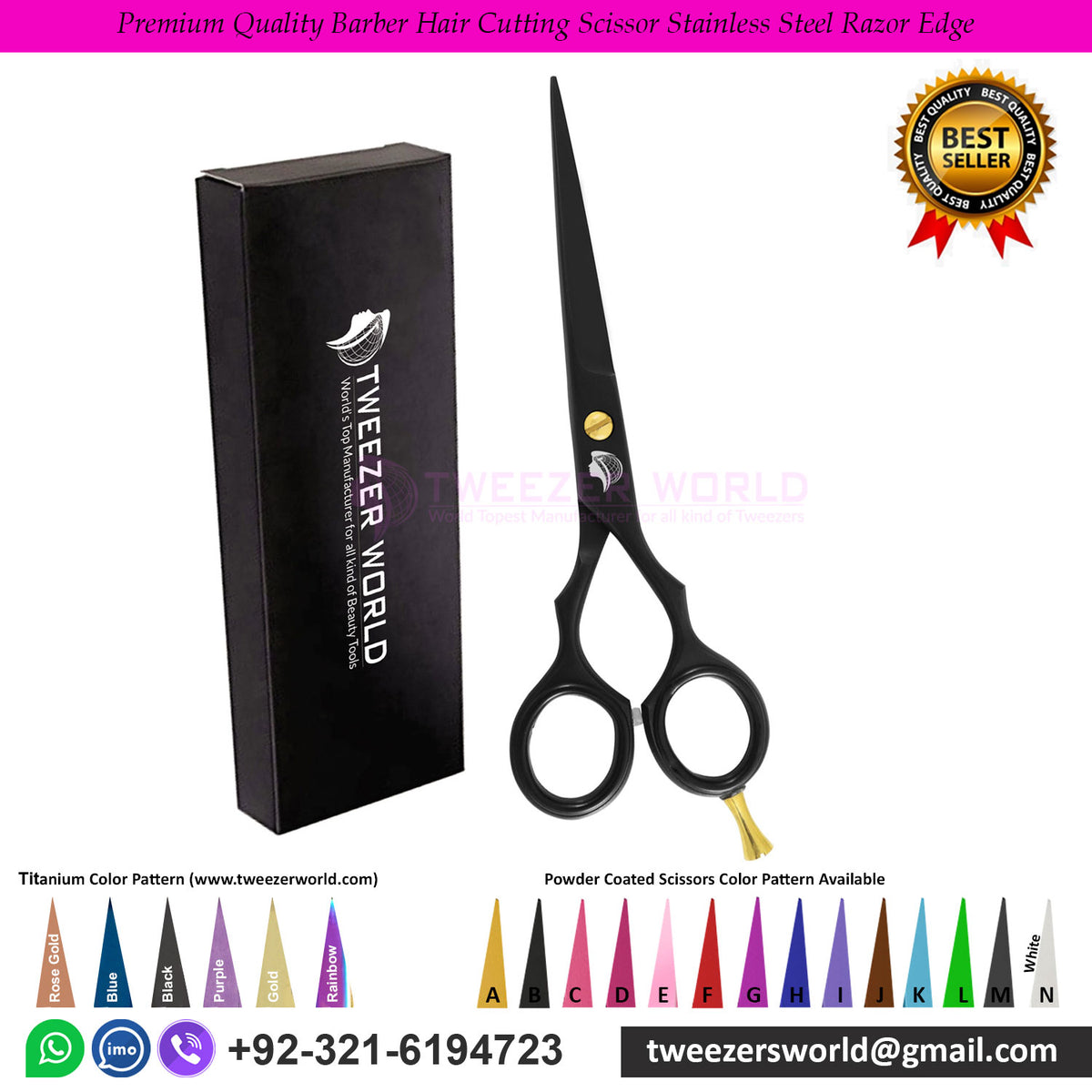 Premium Quality Barber Hair Cutting Scissor Stainless Steel Razor Edge