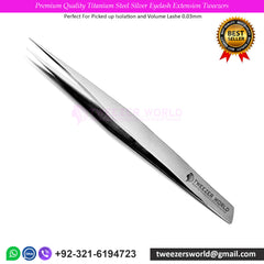 Premium Quality Titanium Steel Silver Eyelash Extension Tweezers