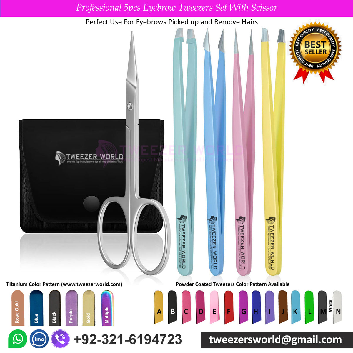 Professional 5pcs Eyebrow Tweezers Set With Scissor