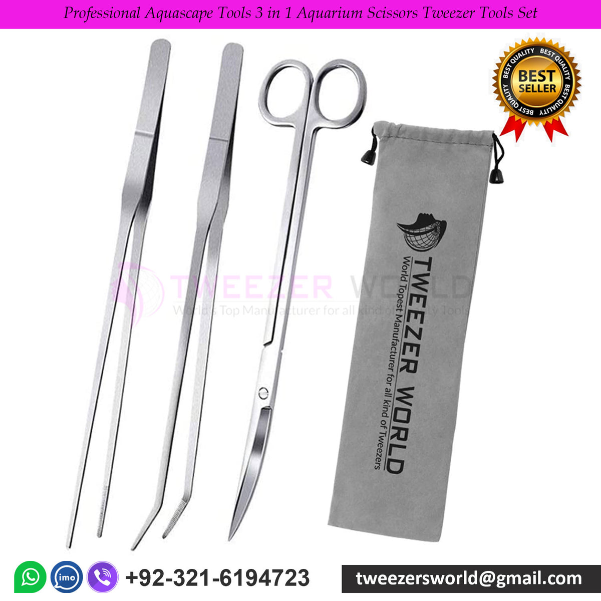 Professional Aquascape Tools 3 in 1 Aquarium Scissors Tweezer Tools Set