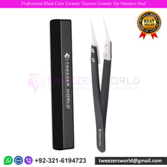 Professional Black Color Ceramic Tweezer Ceramic Tip Stainless Steel