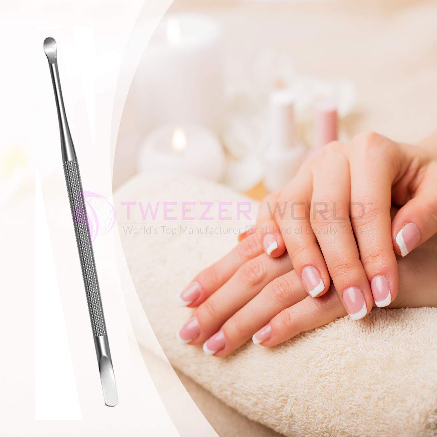 Professional Cuticle Pusher and Spoon Nail Cleaner Dual Sided Pusher