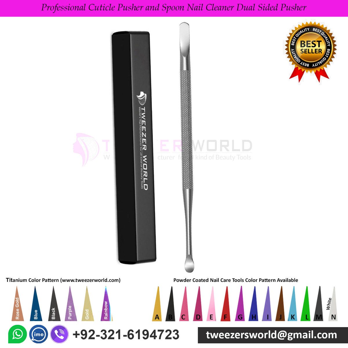 Professional Cuticle Pusher and Spoon Nail Cleaner Dual Sided Pusher