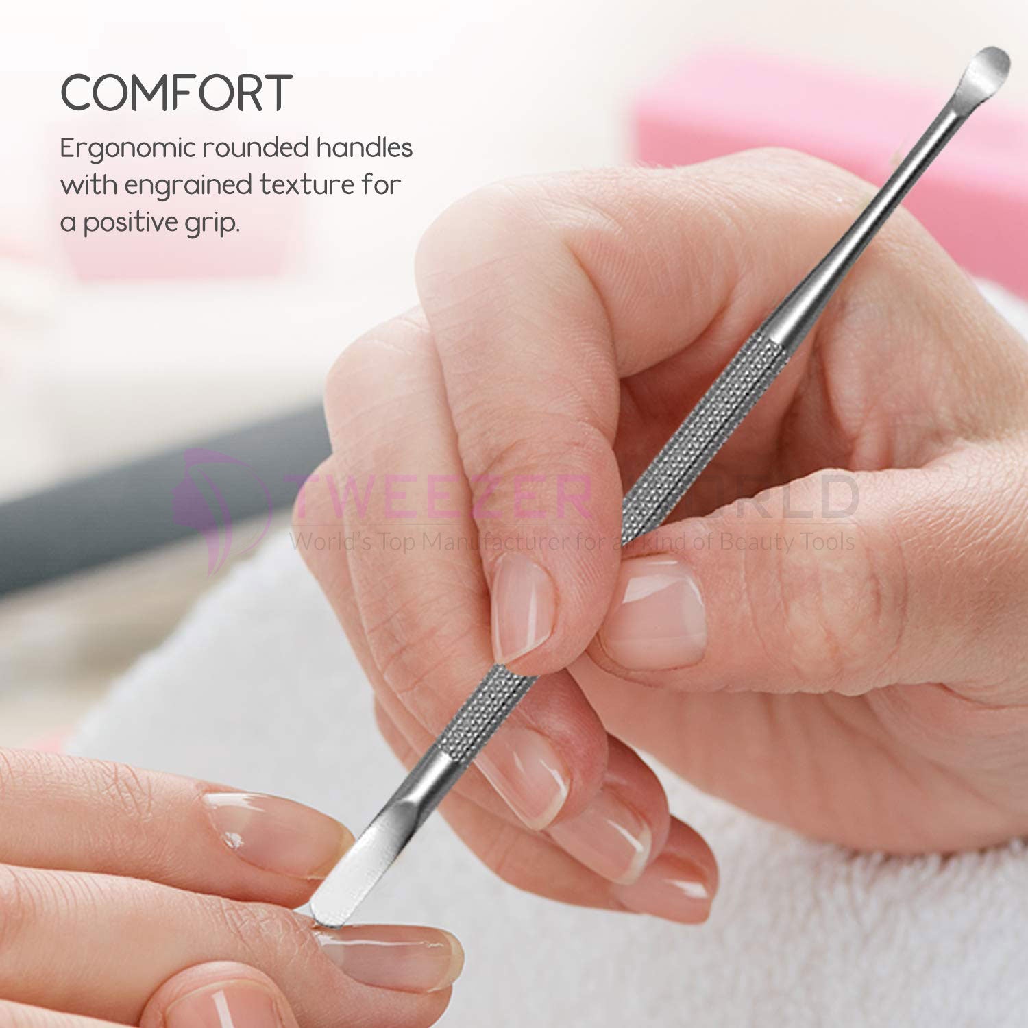 Professional Cuticle Pusher and Spoon Nail Cleaner Dual Sided Pusher