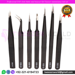 Professional ESD Anti-Static Stainless Steel Tweezers Set Tweezer Maintenance tool set