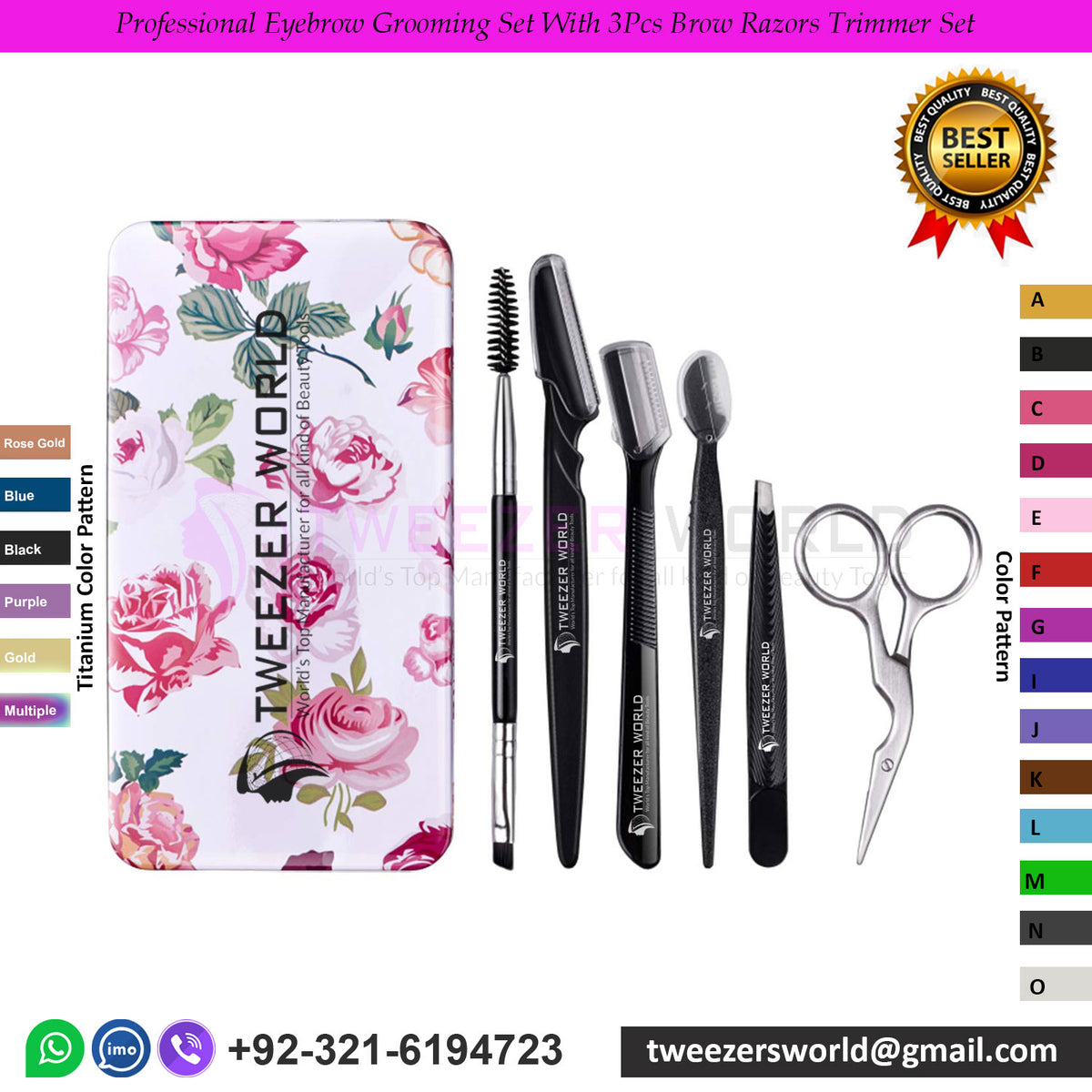 Professional Eyebrow Grooming Set With 3Pcs Brow Razors Trimmer Set