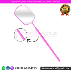 Professional Universal Eyelash Mirror Pink Handle For Eyelash Extensions