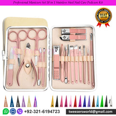 Professional Manicure Set 18 in 1 Stainless Steel Nail Care Pedicure Kit