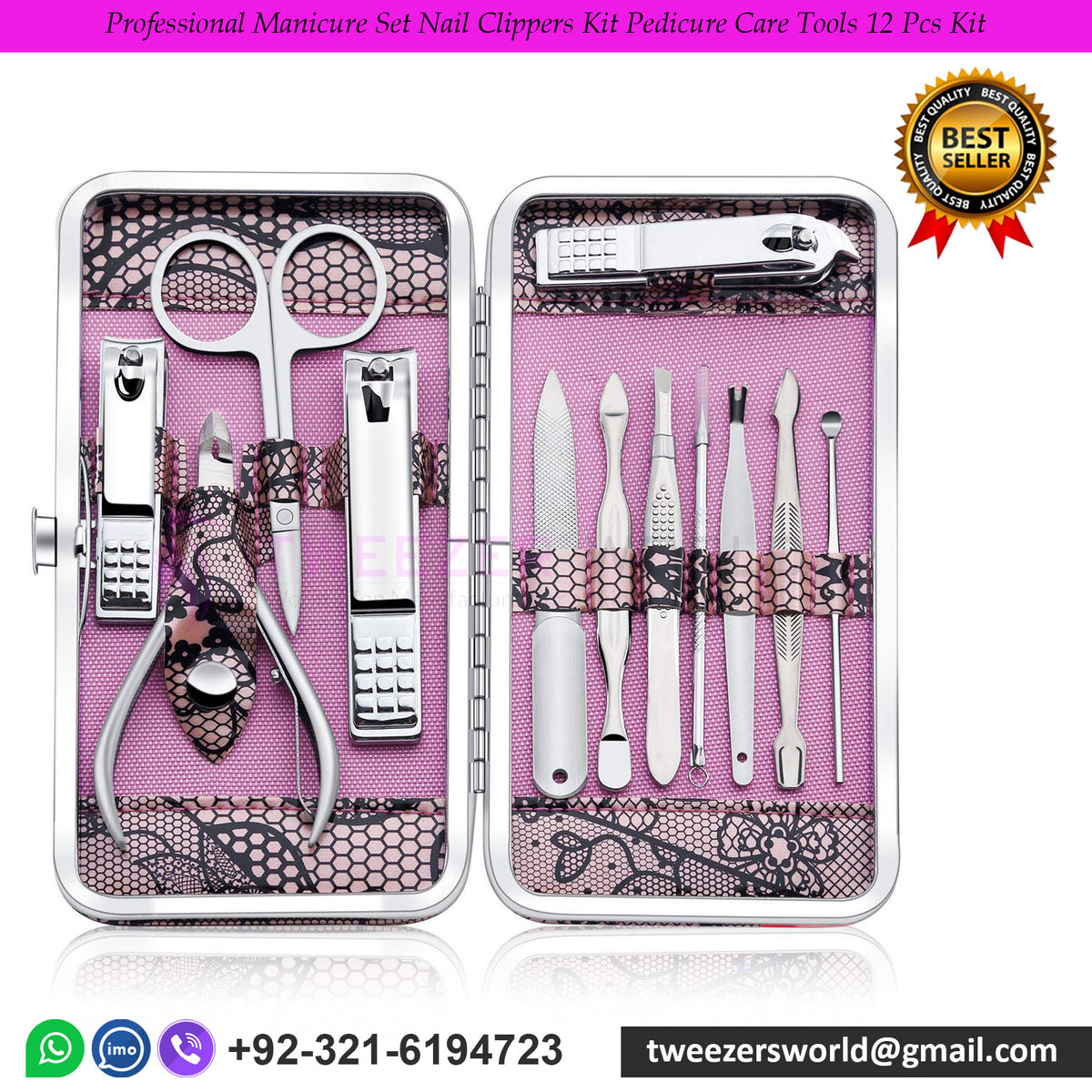 Professional Manicure Set Nail Clippers Kit Pedicure Care Tools 12 Pcs Kit