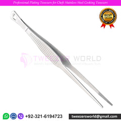 Professional Plating Tweezers for Chefs Stainless Steel Cooking Tweezers