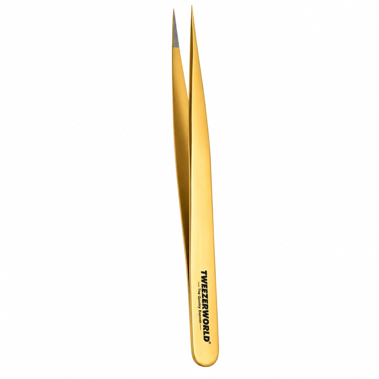 Professional Super-Straight Needle-Tip Isolation Lash Tweezers - Gold | TWEEZER WORLD®