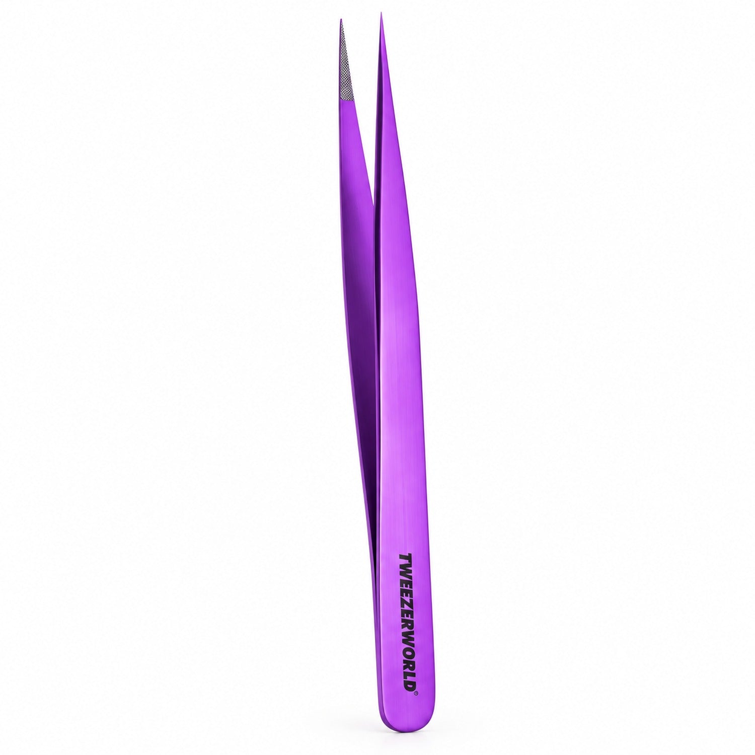 Professional Super-Straight Needle-Tip Isolation Lash Tweezers - Purple | TWEEZER WORLD®