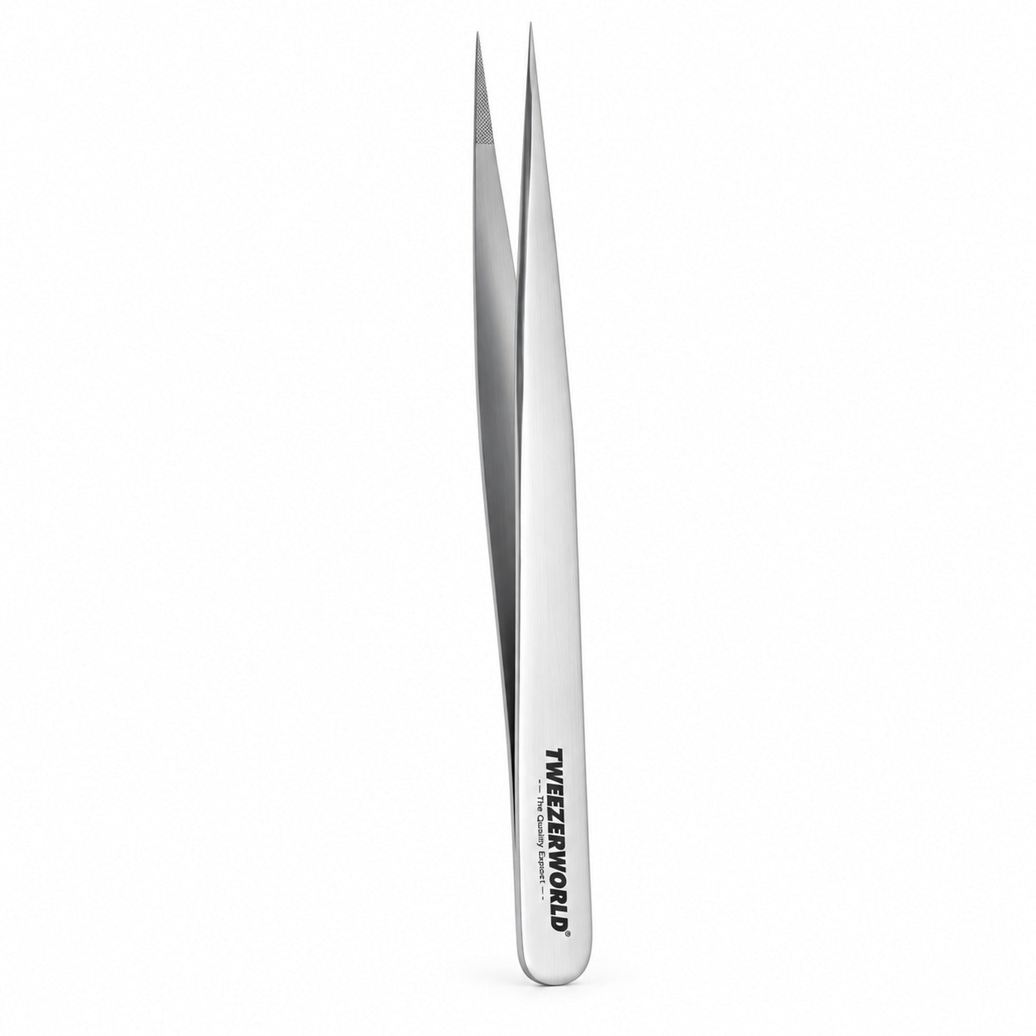Professional Super-Straight Needle-Tip Isolation Lash Tweezers - Silver | TWEEZER WORLD®