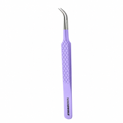 Curved Isolation Lash Tweezers Color and Silver Fiber Tip  | TWEEZER WORLD®
