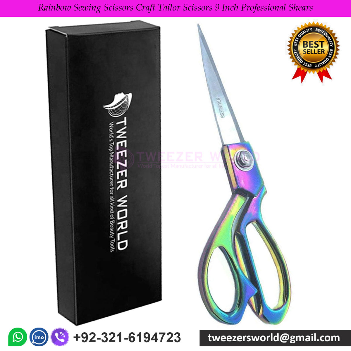 Rainbow Sewing Scissors Craft Tailor Scissors 9 Inch Professional Shears