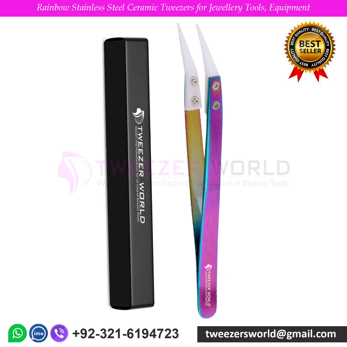 Rainbow Stainless Steel Ceramic Tweezers for Jewellery Tools, Equipment