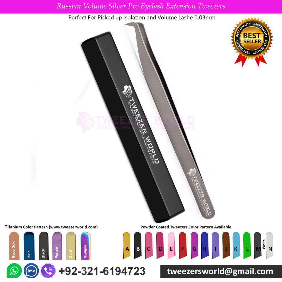 Russian Volume Silver Pro Eyelash Extension Tweezers