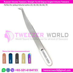 Russian Volume Tweezers, Straight Tip 60 Degree Angled Tweezers