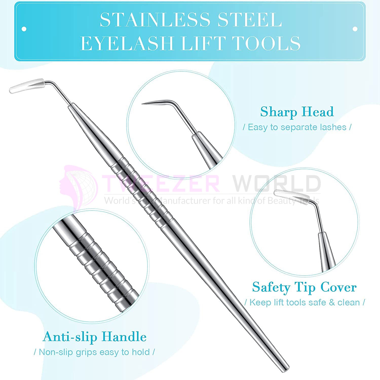 2pcs Silver Eyelash Lift Tool Lash Eyelash Perm Applicator Set