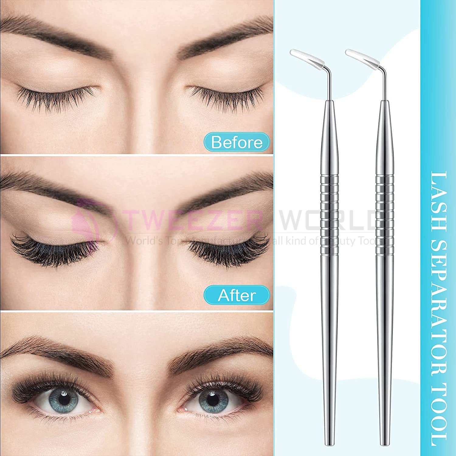 2pcs Silver Eyelash Lift Tool Lash Eyelash Perm Applicator Set