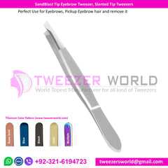 SandBlast Tip Eyebrow Tweezer, Slanted Tip Tweezers