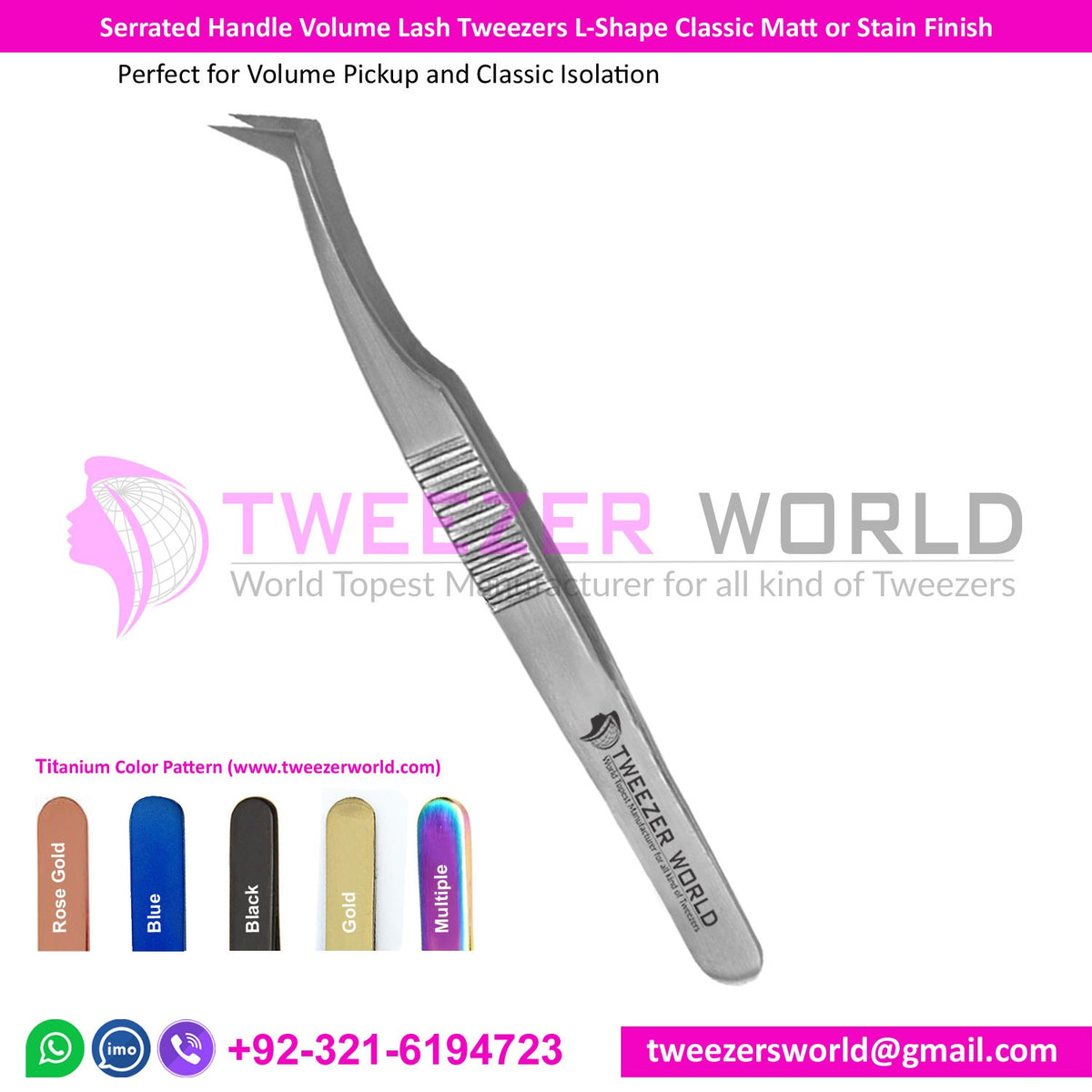 Serrated Handle Volume Tweezer L-Shape Volume Lash Tweezers