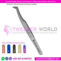 Serrated Handle Volume Tweezer L-Shape Volume Lash Tweezers