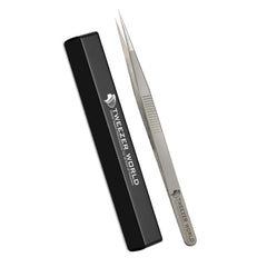 2pcs Dumount Straight Isolation Silver Eyelash Extension Tweezers Set