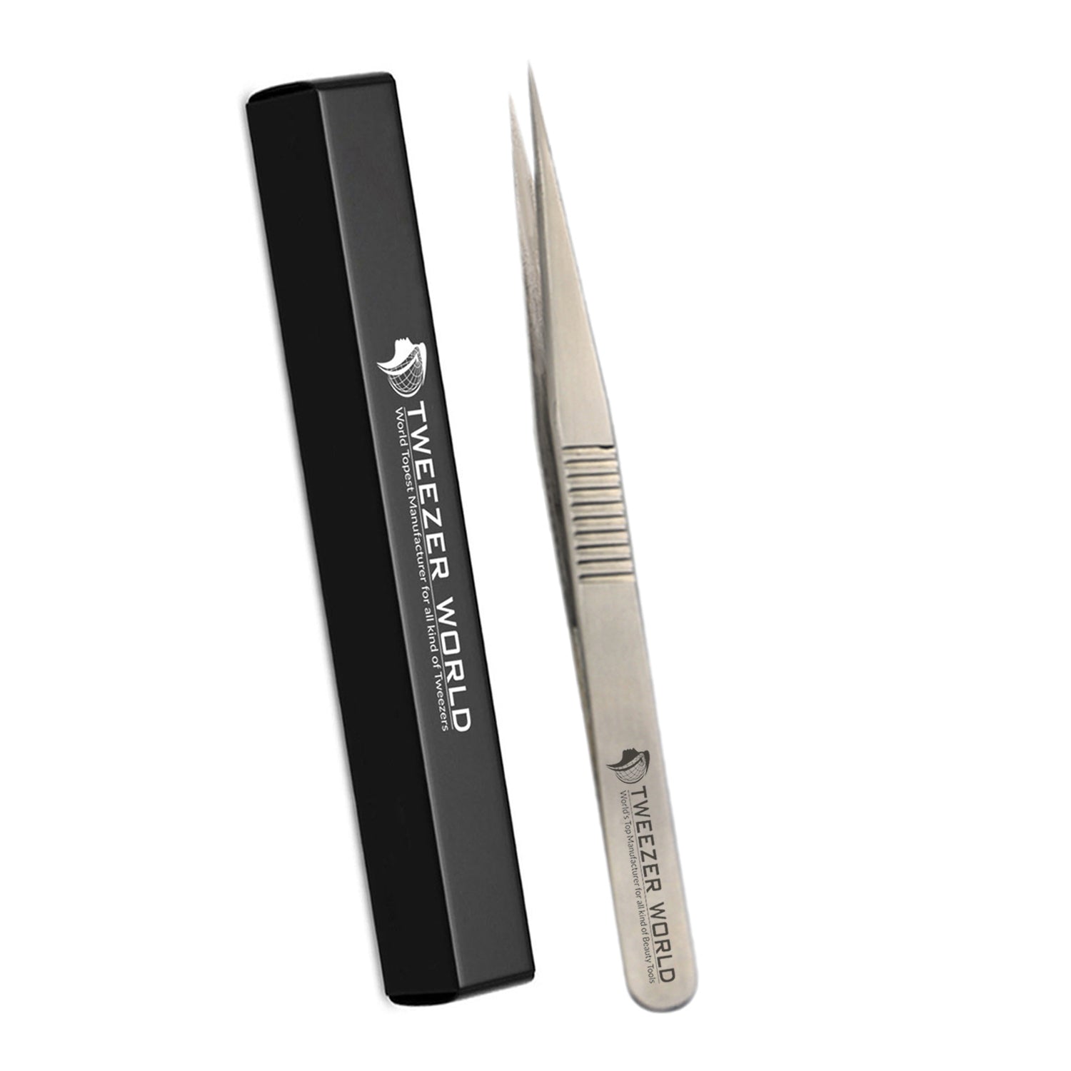 2pcs Dumount Straight Isolation Silver Eyelash Extension Tweezers Set