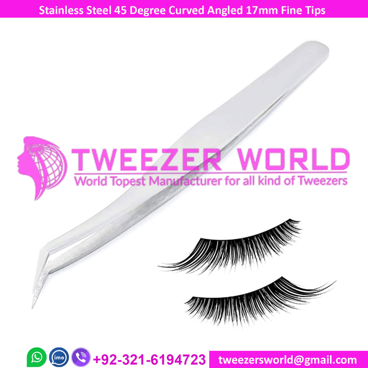 Professional Precision Volume Lash Tweezers 45 Degree Curved Angled