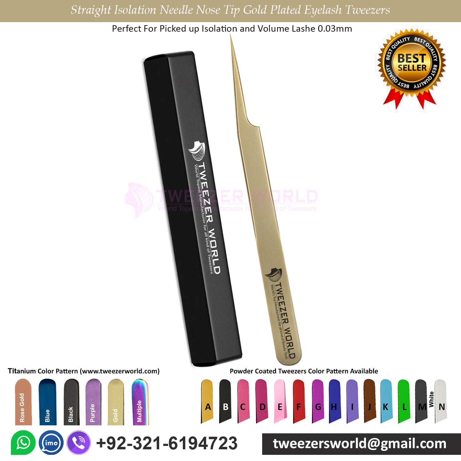 2pcs Straight Isolation Gold &amp; Silver Eyelash Tweezers Set