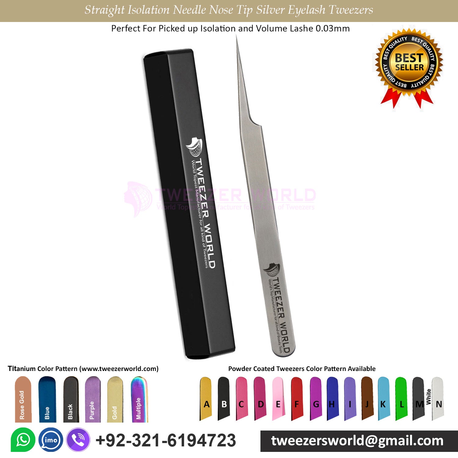 2pcs Straight Isolation Gold &amp; Silver Eyelash Tweezers Set