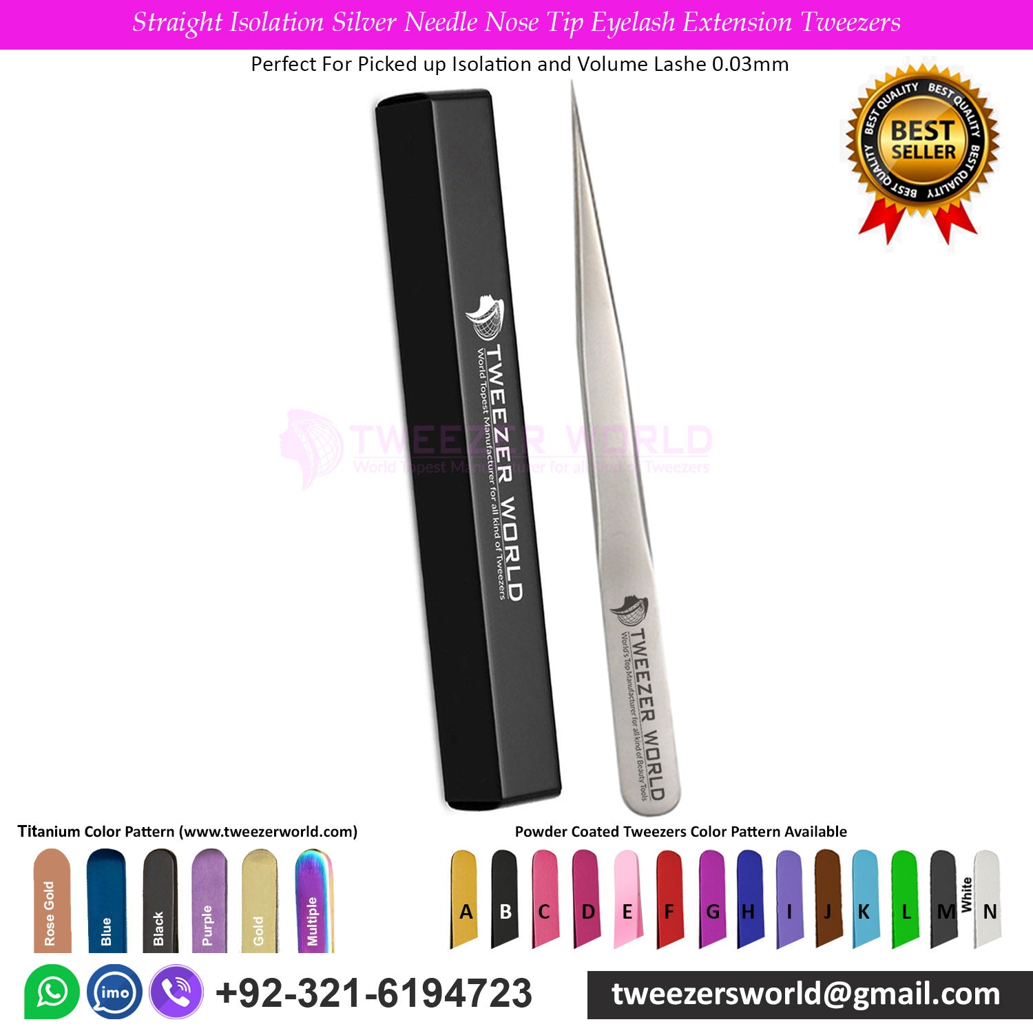 4pcs Isolation Silver Eyelash Extension Tweezers Set