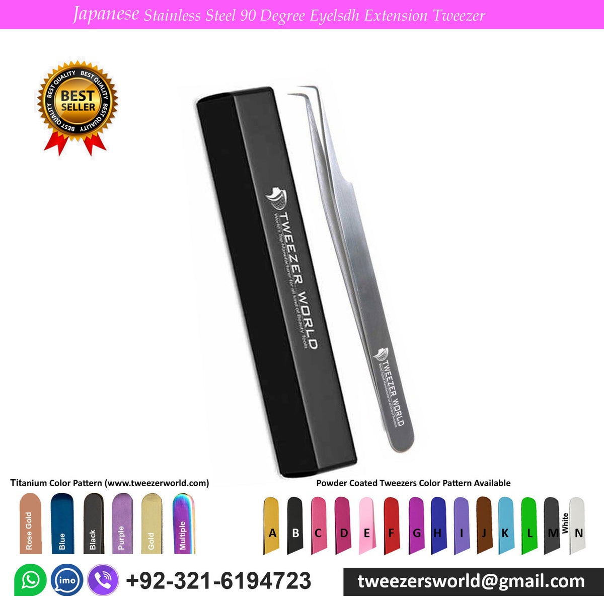 Japanese Stainless Steel 90 Degree Eyelash Extension Tweezer