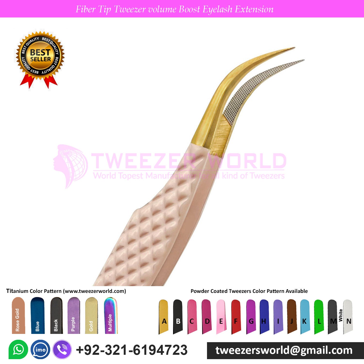 5pcs Fiber Tip Eyelash Tweezers Set Nude Handle Gold Tip