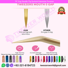 5 Pcs Powder Coated Pink Handle With Gold Fiber Tip Eyelash Extension Tweezers Set