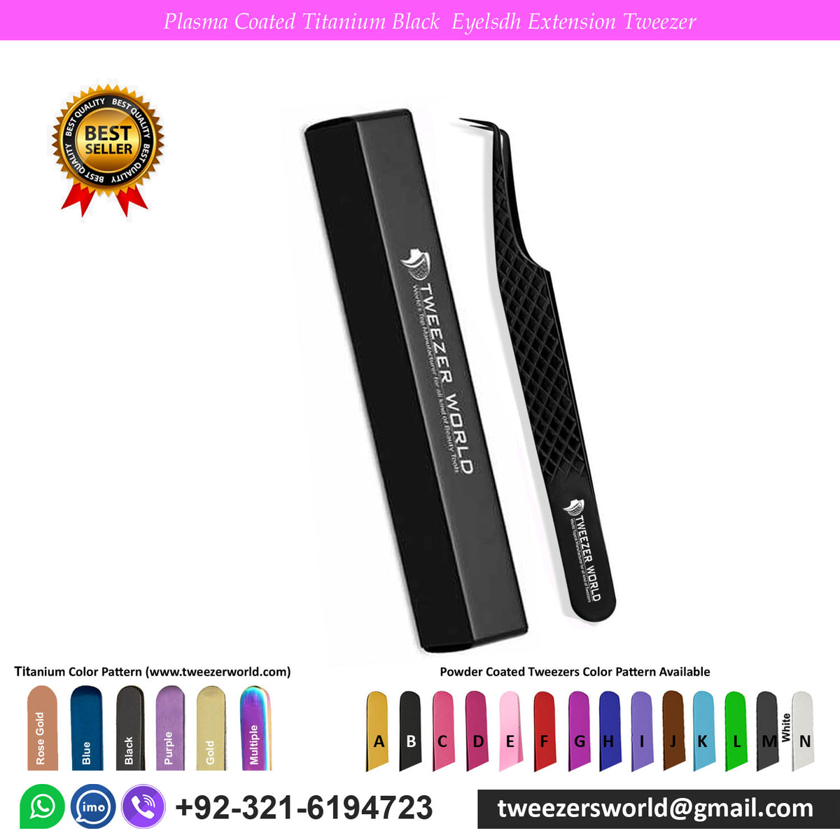 Plasma Coated Titanium Black Eyelash Extension Tweezer