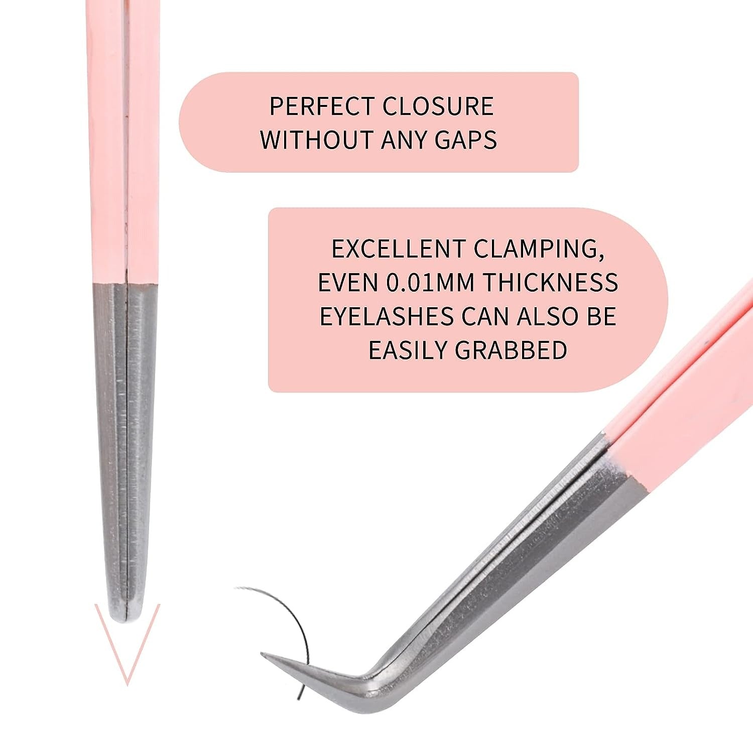 90 Degree Tweezers Powder Coated Pink For Eyelash Extension