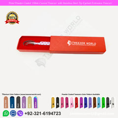 Print Powder Coated White Curved Tweezer with Stainless Steel Tip Eyelash Extension Tweezer