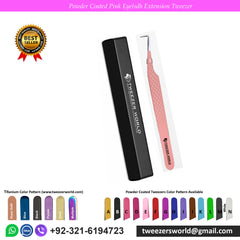 Powder Coated Pink Eyelash Extension Tweezers for Professional