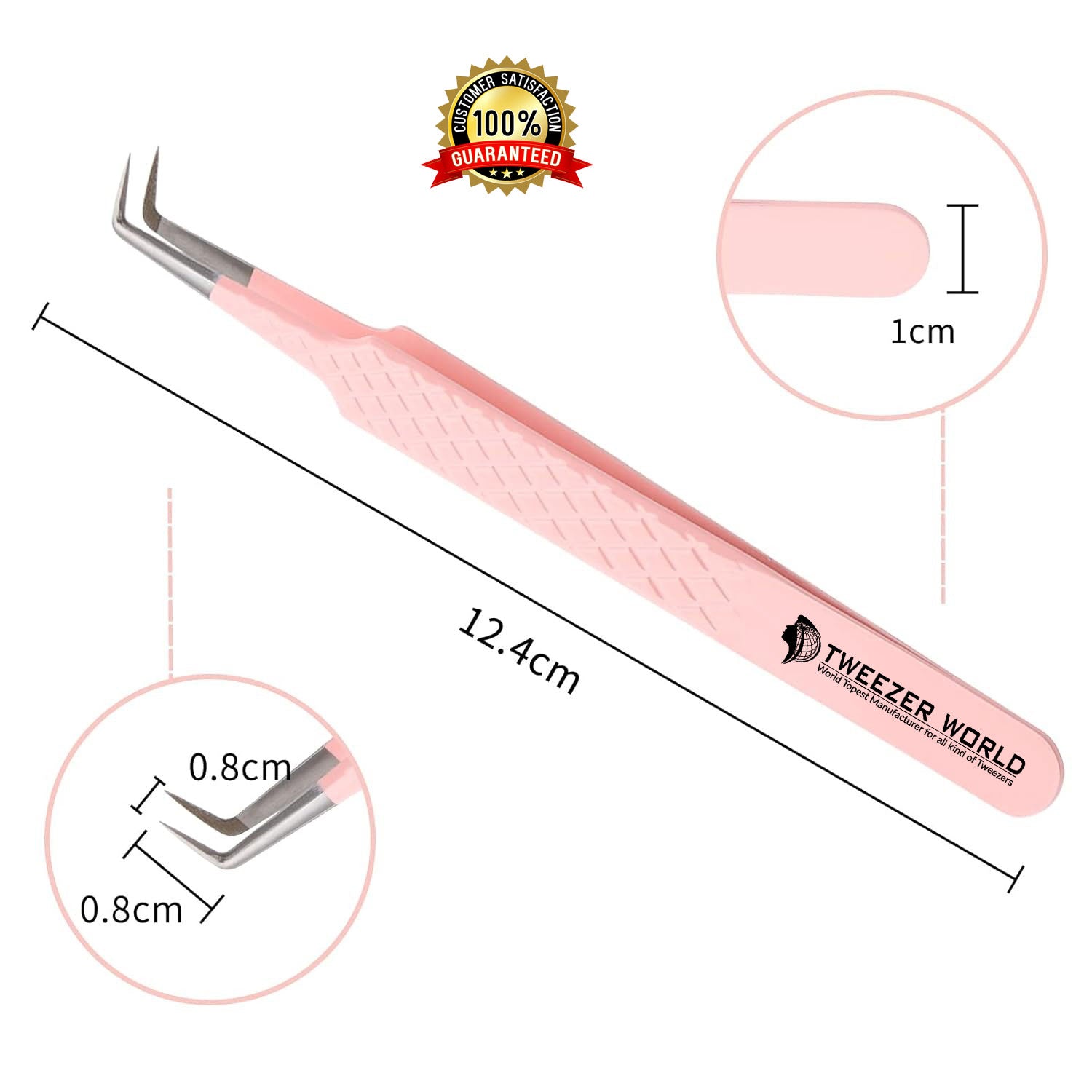 90 Degree Tweezers Powder Coated Pink For Eyelash Extension