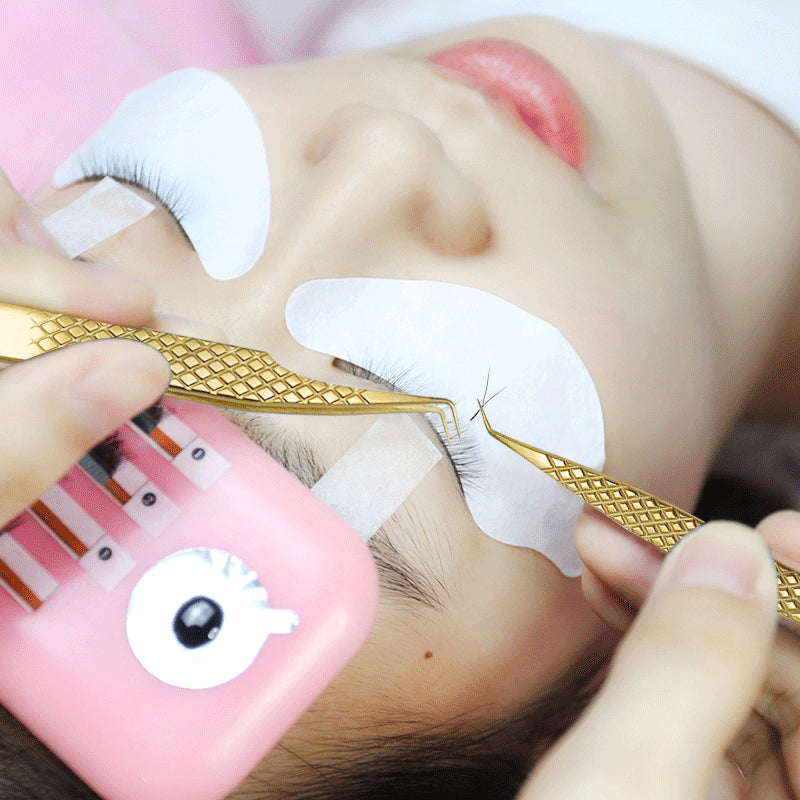 Plasma Coated Gold With Diamond Grip Fiber Tip Eyelash Extension Tweezer