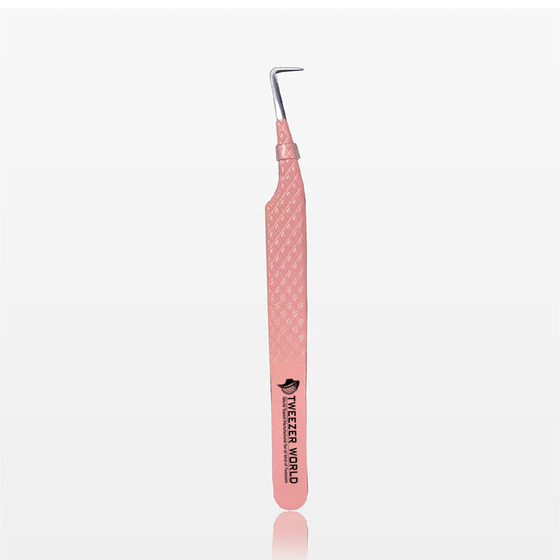 Powder Coated Pink Eyelash Extension Tweezers for Professional