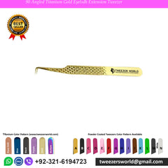 90 Angled Titanium Gold Eyelash Extension Tweezer