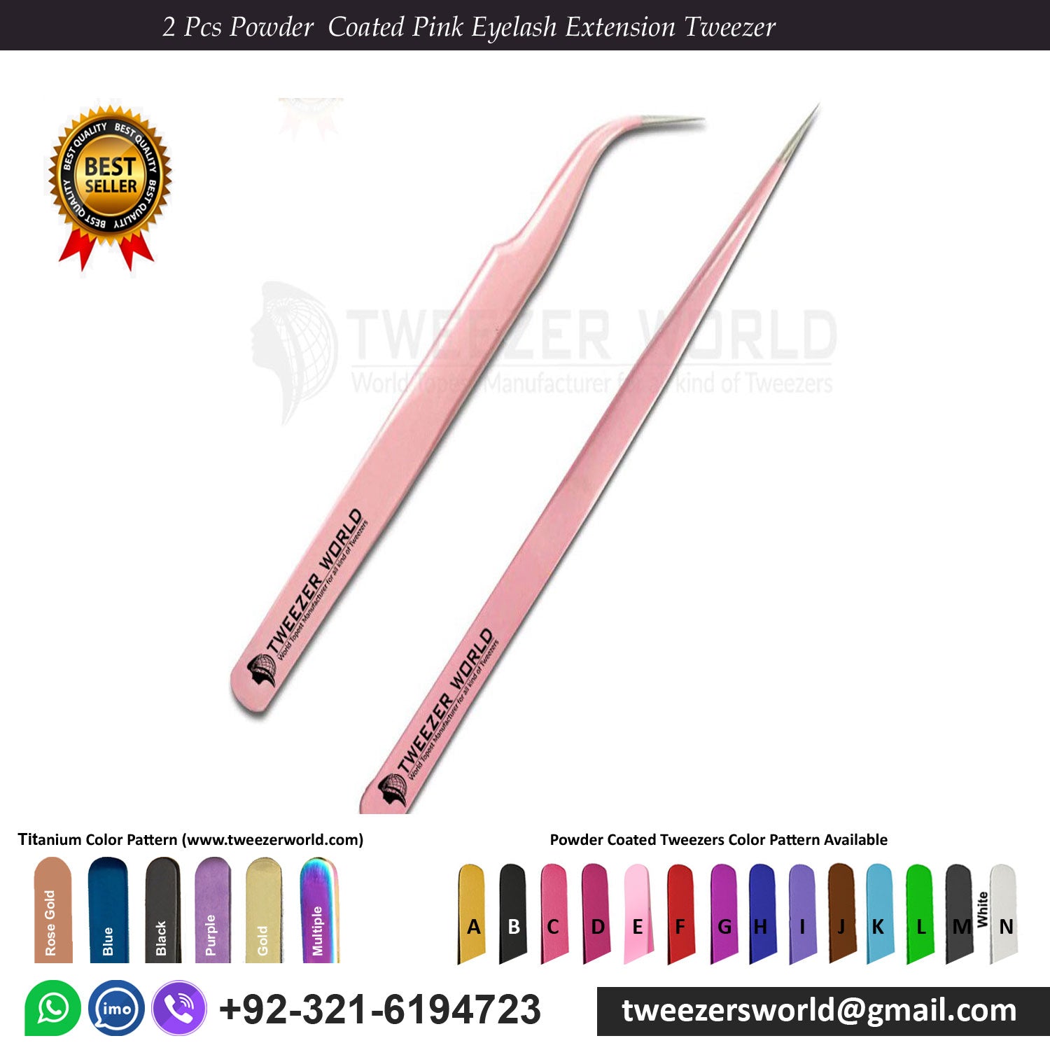 2 Pcs Powder Coated Volume Lash Tweezers Straight Curved Tip Tweezers Set