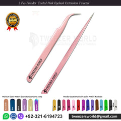 2 Pcs Powder Coated Volume Lash Tweezers Straight Curved Tip Tweezers Set