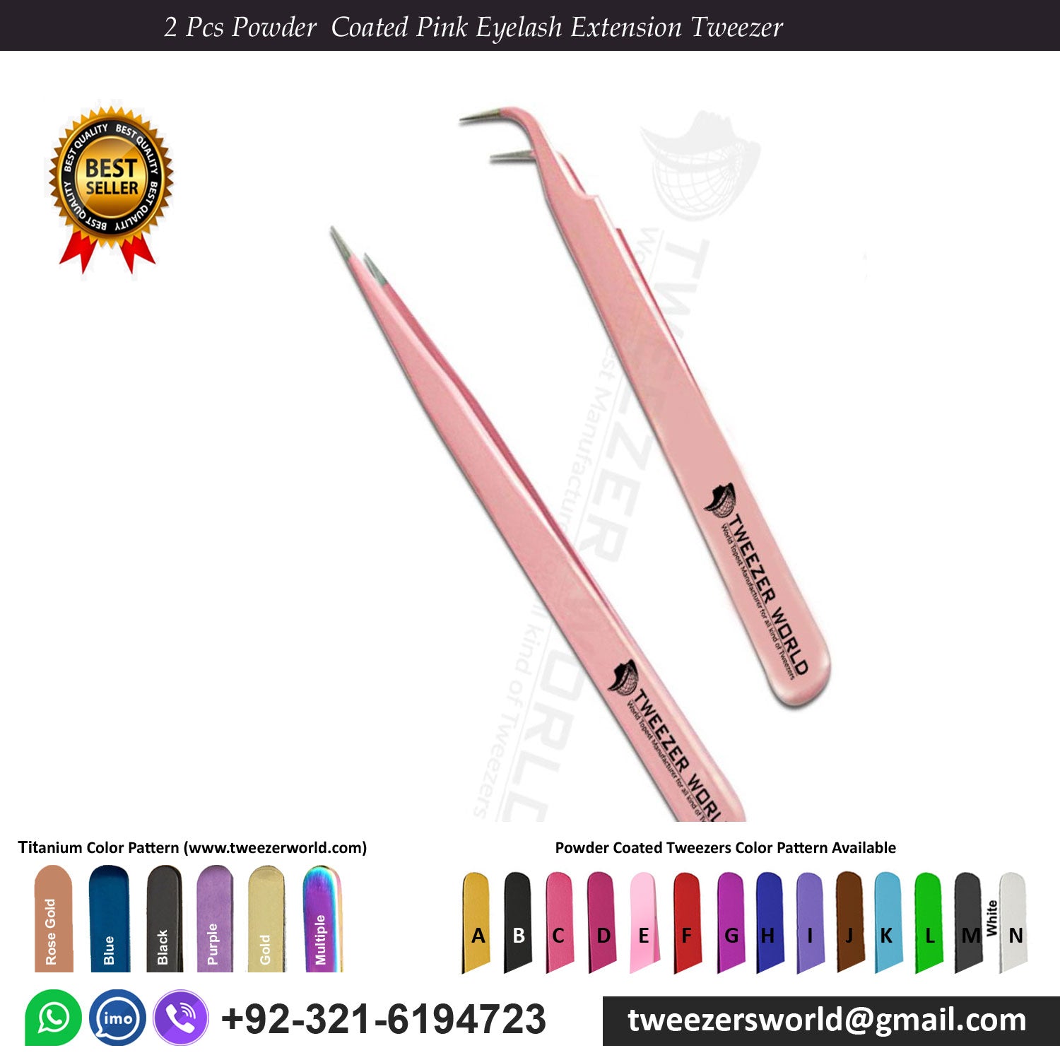 2 Pcs Powder Coated Volume Lash Tweezers Straight Curved Tip Tweezers Set