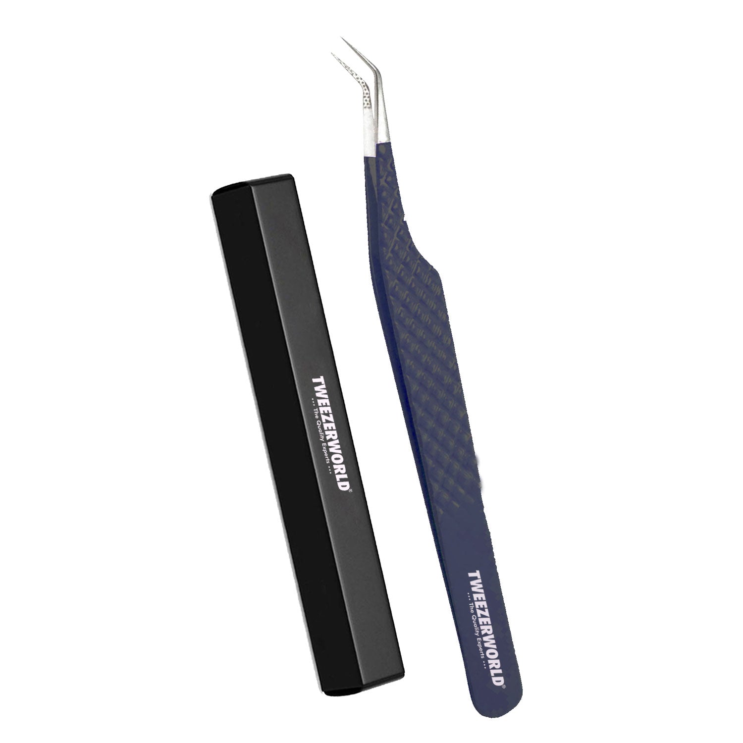 TWEEZER WORLD 45 Degree Black Lash Tweezers Fiber Tip Isolation